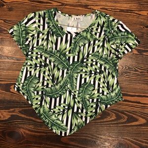 Fern Print.Black&White.Stripped.CropTop. Med